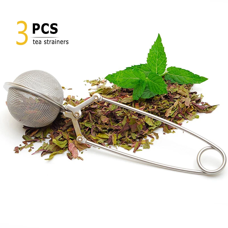

3Pcs Tea Infuser Stainless Steel Mesh Tea Strainer Diffuser Tea Ball Strainer Filter with Handle Black Herbal Tea Accessories