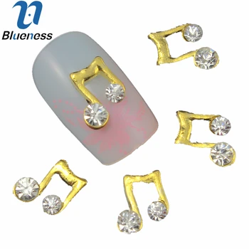 

10 Pcs/Lot 3D Gold Alloy Nail Art Decorations Crystal Rhinestones For Nails Music Note Design Manicure Supplies TN496