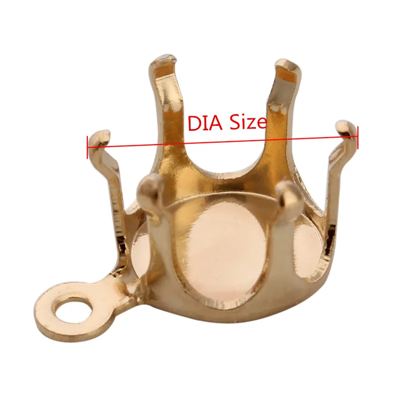 100 шт./лот, медная Золотая заготовка серебряного цвета, застежка-коготь, 5, 6, 8, 10, 12 мм, бусины из горного хрусталя, самодельные подвески