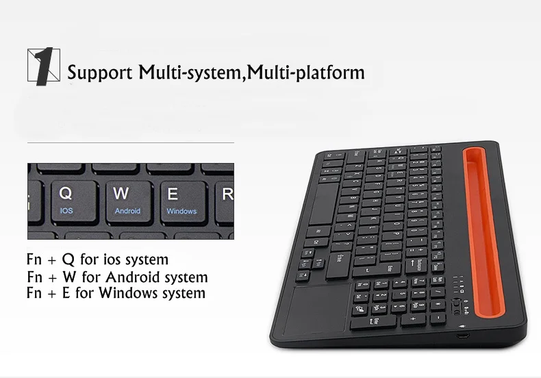 Qianye B021 двухканальный Универсальный перезаряжаемый тачпад Bluetooth клавиатура с бесшумными клавишами для планшета и мобильного телефона
