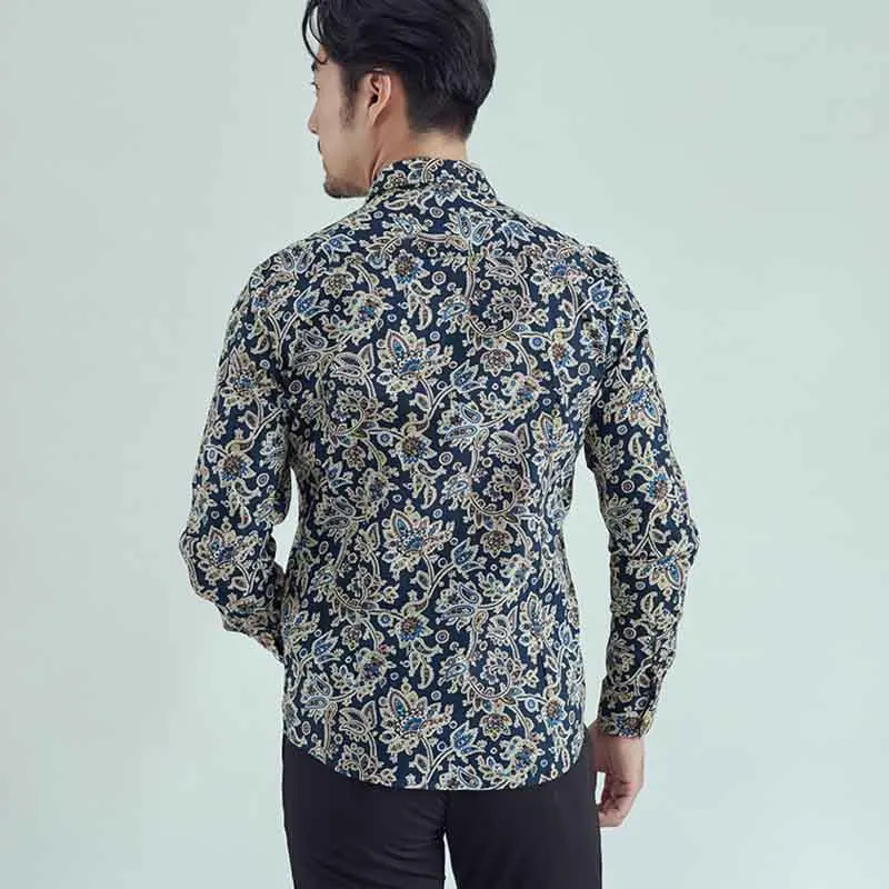 Vestido Ocasional Ajuste Camisas Retro Floral Impresso