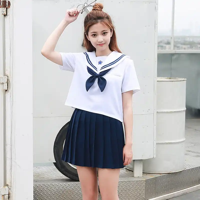 日本jk制服夏女の子さくらembroideried秋高校女性ノベルティセーラースーツ制服xxl School Uniforms Aliexpress