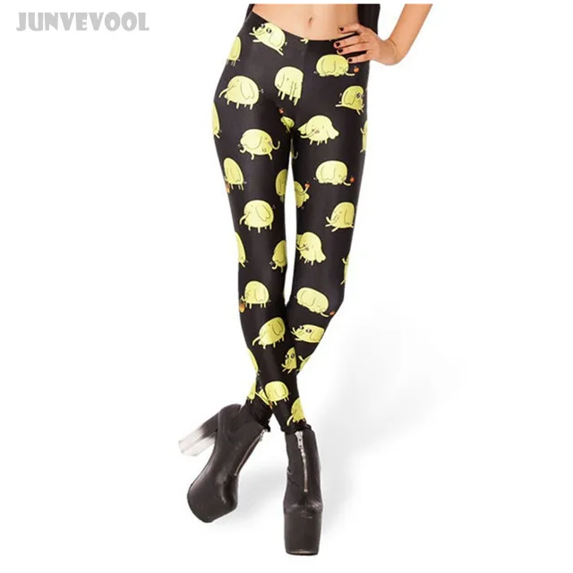 Animal Pants Cartoon Leggings Women's Black Fashion Girl's Colorful Elephant Print Trousers Stretchy Sexy Leggings Pencil Slacks