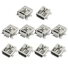 10x New 10 x Mini USB 5 Pinos Soquete Fêmea Solda Conector Adaptador de Tomada