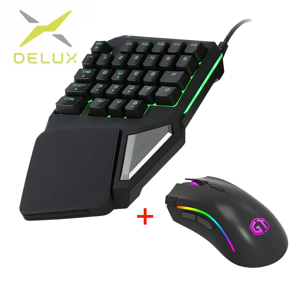 

Delux T9 Pro gaming keyboard Gaming Mouse M625 wired Professional gaming mini keyboard 7 Color Backlit Desktop For game player