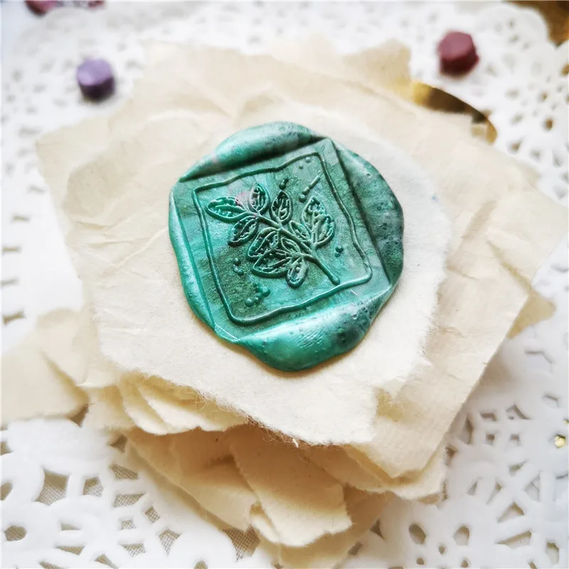 

head of Square plant leaf Sealing Retro Wood Stamp Wax Seal Stamp Wedding Decorative sealing Stamp wax seals