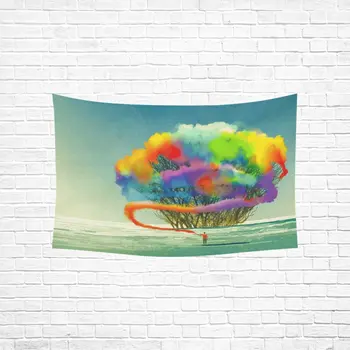 

Art Tree Home Wall Decoration, Man Draws Abstract Tree with Colorful Smoke Flare Tapestry Wall Hanging Art Sets