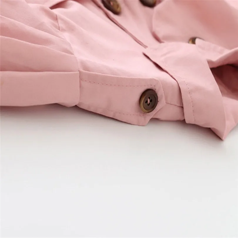 2019 new cute Toddler Infant Baby Boys Girls Solid Belt Bottons Trench Wind Coat Tops Outfits fashion design  (1)