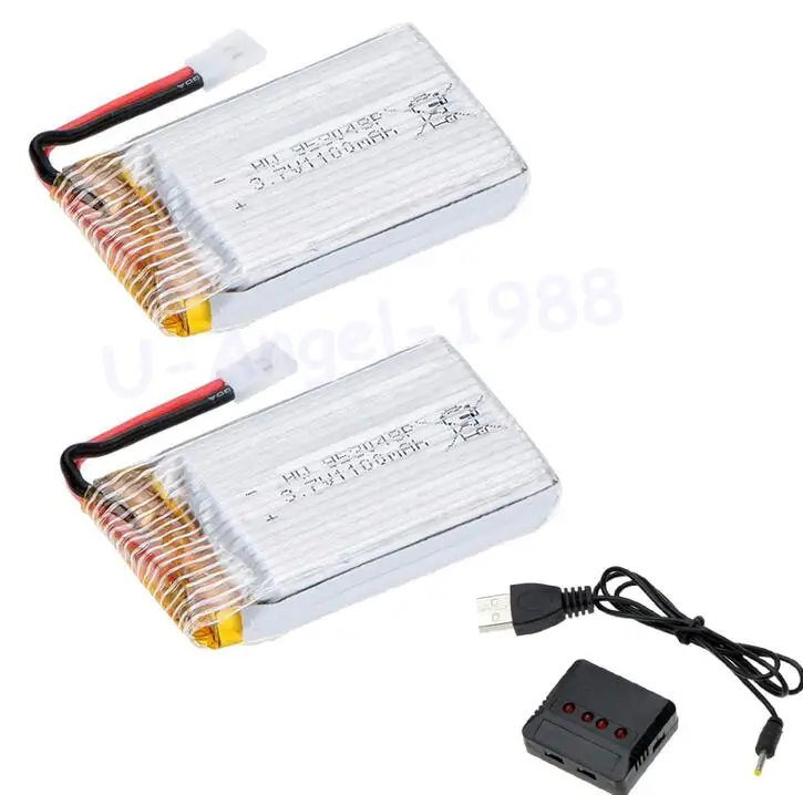 2 шт./лот 3,7 V 1100mah 25C 1S вольт 30C Lipo Аккумулятор Akku+ X4 зарядное устройство для Syma X5SW RC Квадрокоптер Дрон - Цвет: with charger