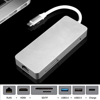 

HDMI Ethernet USB-C HUB Thunderbolt 3 Dock TF SD Charger Card Reader Multiport Adapter