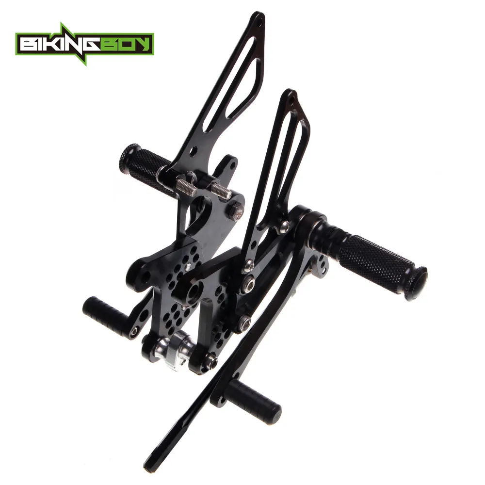 BIKINGBOY для Kawasaki Ninja ZX6R 05 06 07 08 09 10 11 12 ZX-6R ZX6-R задние педали для ног Сзади наборы для ухода за кожей регулируемые черные хип-хоп - Цвет: ZX6R 09-12