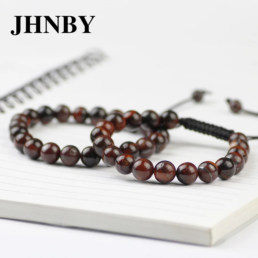 JHNBY натуральный красный Окс тигровый глаз камень браслет для женщин 6/8/10/12 мм