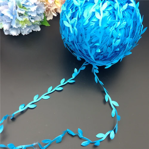 6 Meters/lot Silk Leaf-Shaped Handmake Artificial Leaves for Wedding Decoration DIY Wreath Gift Scrapbooking Craft Fake Flowers - Цвет: blue