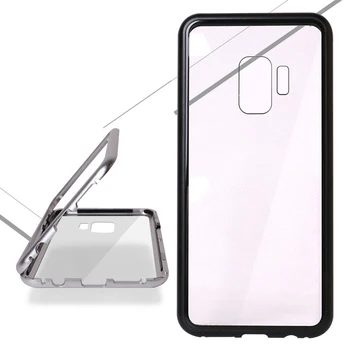 

Magnetic Adsorption Phone Case for Samsung Galaxy S8 S9 Plus Note 8 Tempered Glass Back Cover Metal Flip Cases For Samsung note9