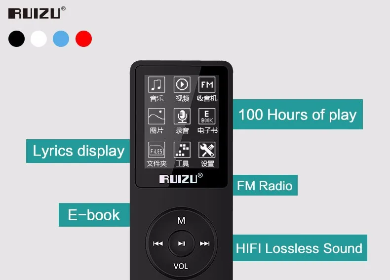 Ruidu X02 MP3 плеер портативный Mp3 может играть 80 часов с fm-радио электронной книги, часы, диктофон Спортивный MP3 лучший подарок для детей