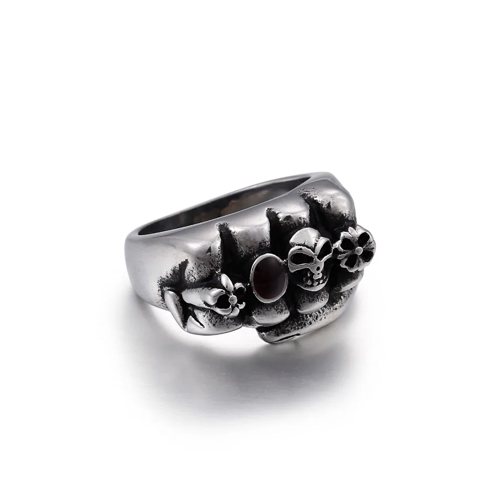 Мужское кольцо из нержавеющей стали ширина 6 мм кулак с черепом металлическое в