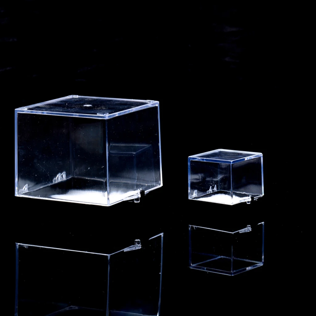 6.5x6.5x7cm Transparent Dustproof Display Case with Balck Base For Rock & Mineral Collection