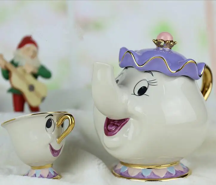 Hot-sale-Cartoon-Beauty-And-The-Beast-Teapot-Mug-Mrs-Potts-Chip-Tea-Pot-Cup-2PCS
