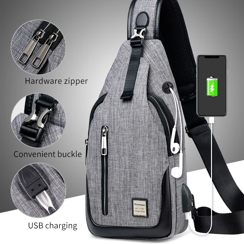 Usb interface Male Shoulder Bags fashion Crossbody Bags Men Anti Theft Chest Bag Summer Short Trip Messengers Bag New Arrival