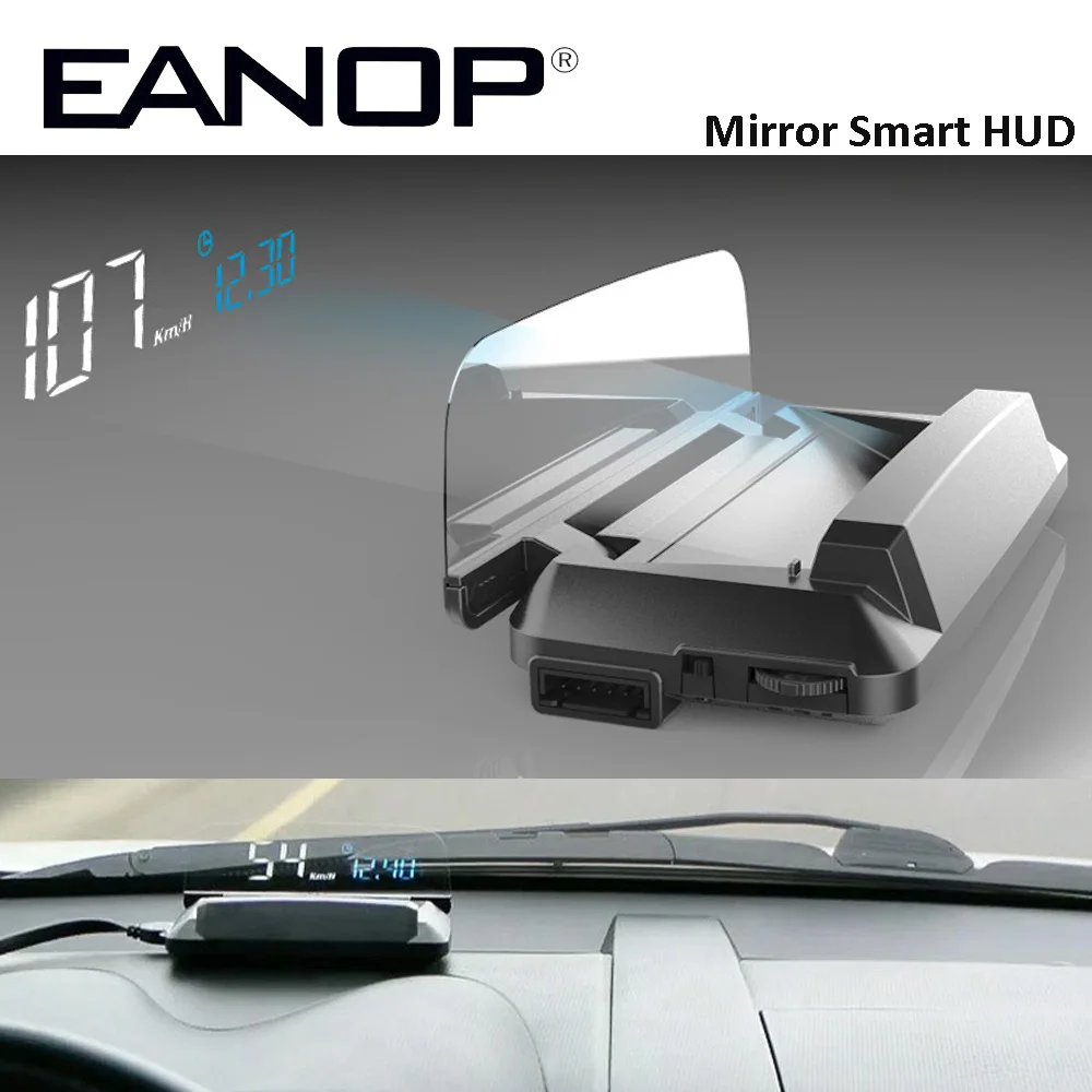 Cheap EANOP Mirror HUD Head Up display Auto HUD OBD2 Car Speed Projector Speedometer Car Detector KMH KPM