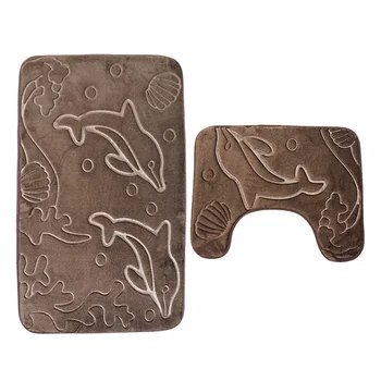 

2Pcs/Set Bath Room Mat Dolphin Design Anti Slip Toilet Bath Carpet Pads for Bathroom TB Sale