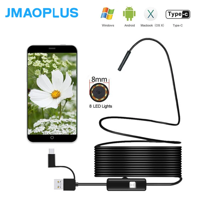 720P USB Camera Industrial Endoscope Inspection camera 10m IP68 Waterproof With 8 Led for Windows &amp Macbook PC | Безопасность и