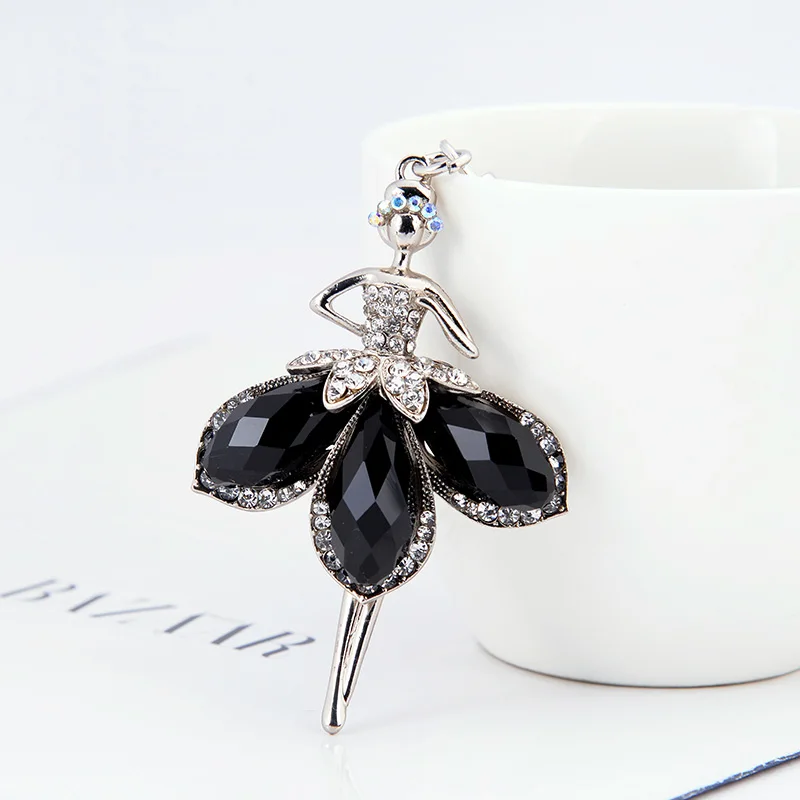 

EASYA Beautiful 3 Colors Big Rhinestone Dance Ballet Key Chain Ring Holders Elegant Crystal Keychain Bag Pendant Accessories