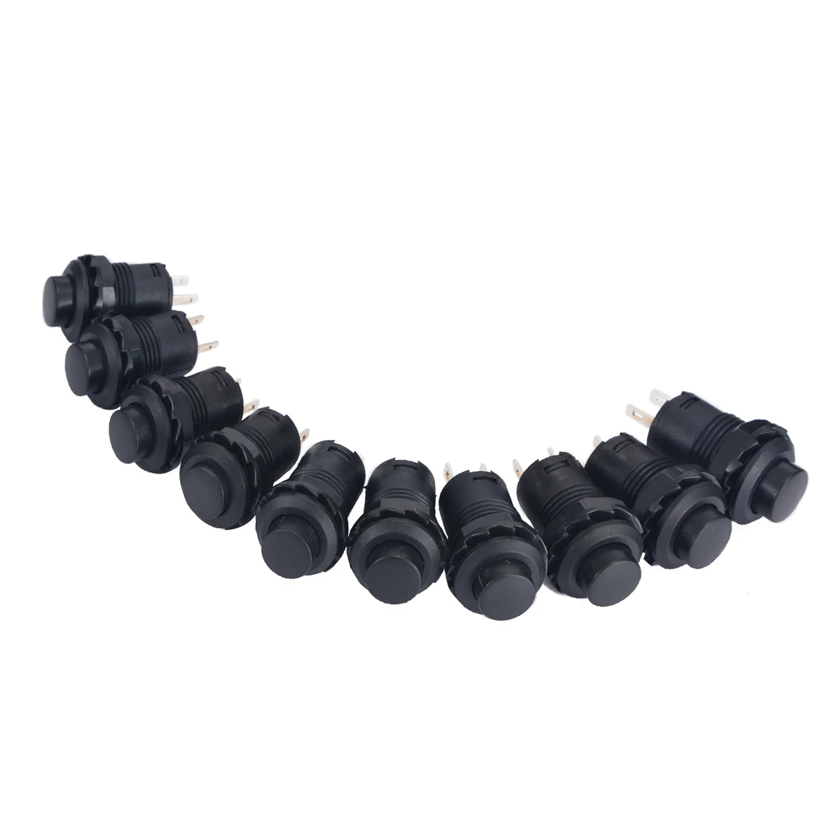 10Pcs/Set Black Frame Push Button Switch 12mm 12V 1.5-3A Home Car Boat Dash Locking Latching Type OFF/ON Switches