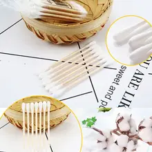 80 шт./упак. Детская безопасность двойной головкой ватный тампон одноразовая Чистка ушей для носа макияж с бутоном наконечником Портативные Инструменты для ухода за здоровьем