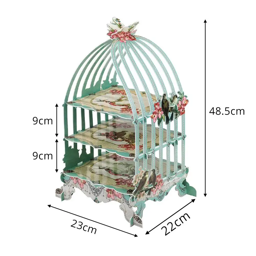 Европейский стеллаж для торта, 3 слоя, клетка для птиц, кекс, картонная подставка для торта, послеобеденный чай, винтажный держатель для свадебной вечеринки