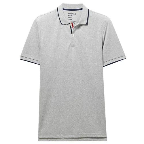 Giordano Футболка Polo slim fit с боковыми разрезами на талии, выполнена в нескольких цветовых вариантах и имеет несколько размеров на выбор - Цвет: 03Grey