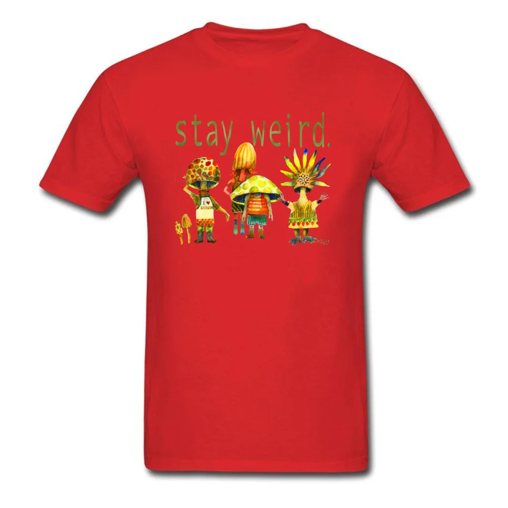  Mens Tshirts Europe Design T Shirt 100% Cotton Crew Neck Short Sleeve Summer Tee-Shirt April FOOL DAY Wholesale Stay Weird Mushroom Heads by dotsofpaint red