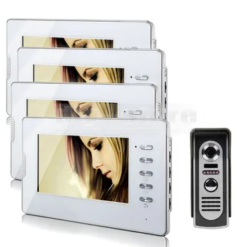 

DIYSECUR 7" Video Door Phone Intercom System 1Camera + 4 Monitors for Villa Home 4 Rooms