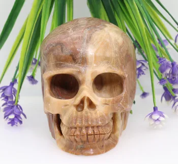 

4.6" 1060g NATURAL JASPER Handmade Carved Crystal Skull Crystal Realistic Crystal Healing Furnishing Articles Figurine TC97