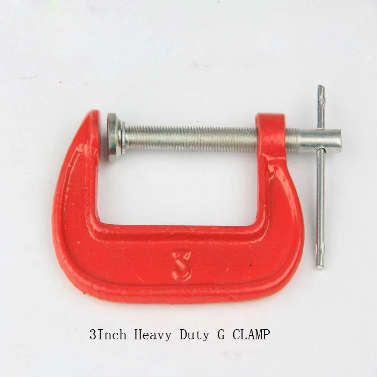 1Pcs Adjust Heavy Duty G Clamp 3inch C/W Soft Jaw Pads 12+6cm G Clamp Iron Red For Woodwork