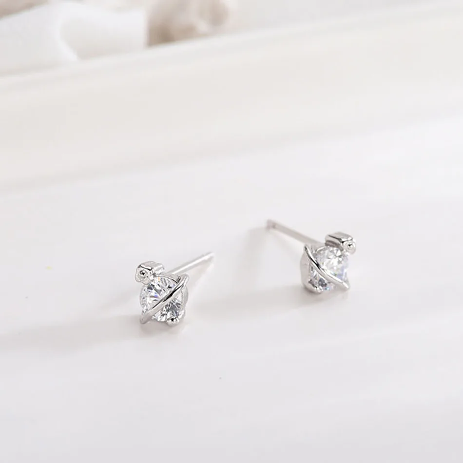 2 925 Sterling Silver Earrings 2017 New Women Fashion Simple Gold Silver Stud Earring Hollow Circle Piercing Korean Earrings
