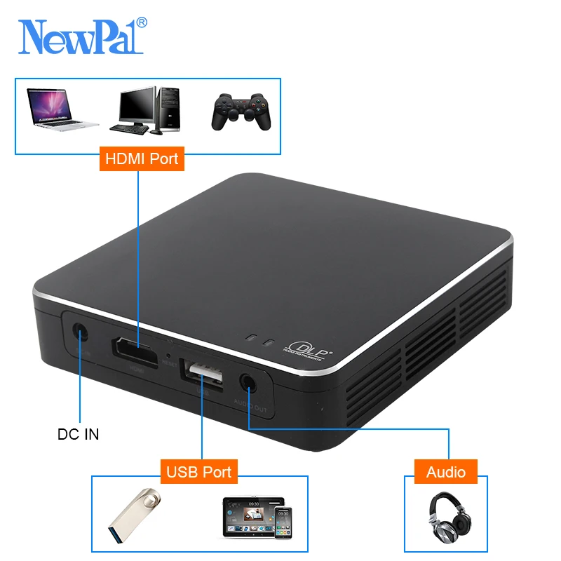 NewPal EHD200 проектор Мини DLP Full HD 1080P Android5.0 Miracast Airplay с батареей 4000 мАч мини проектор|led