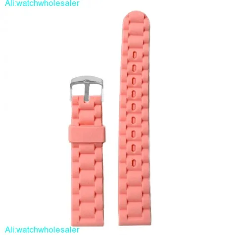 18mm Bashful Pink  Silicone Jelly Rubber Ladies Watch Band Straps WB1060N18JB