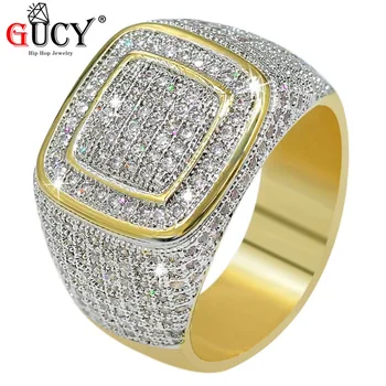 

GUCY Hip Hop Ring All Iced Out High Quality Micro Pave CZ Stones Rings Women & Men Gold Ring For Love, Gift,Party