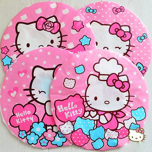(12 Pcs/Lot) Catoon Hello Kitty PVC Lace Women Lady Waterproof Shower
