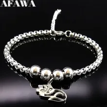 Модный женский серебряный браслет из нержавеющей стали с изображением лисы, браслет из нержавеющей стали с бусинами и животными, ювелирные изделия, браслеты BB1105A