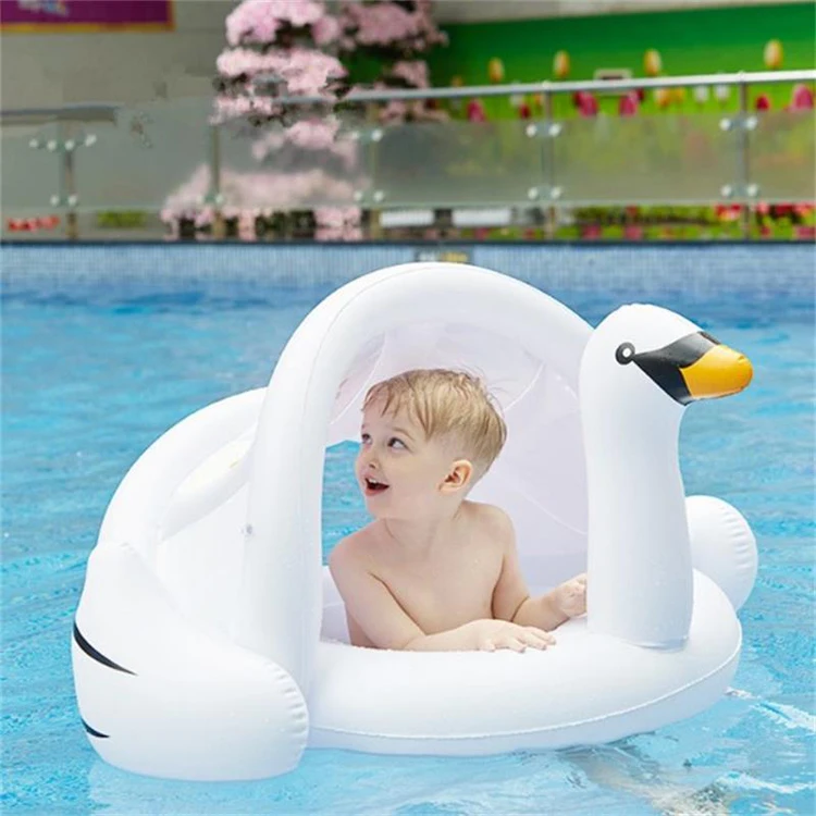 Детский надувной фламинго для бассейна 0-3 лет, надувной лебедь для бассейна с солнцезащитным козырьком для плавания, безопасное сиденье, Детский круг, открытый стул