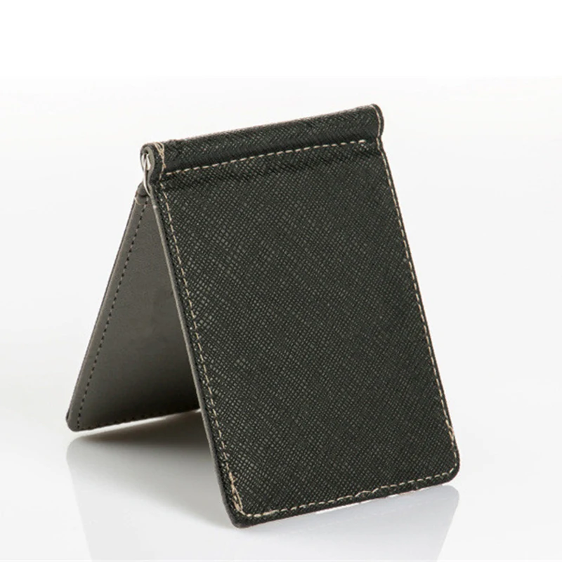 

Leather Men Money Clip Wallet Solid Male Purses Designer Clip Cash Holder Card Cases Fashion Slim Wallet ID Credit Card Case 364