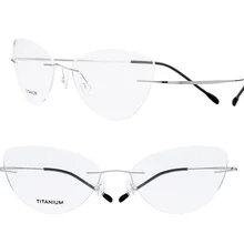 Glexal без оправы кадров Для Женщин Титановый, ультралегкий очки по рецепту выполненные кошачий глаз безвинтовое очки Оптическая Оправа очков для близорукости