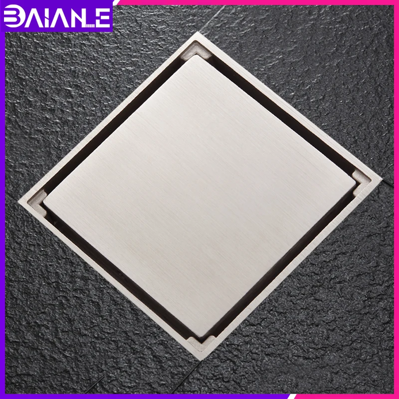 Floor Drain Black Brass Toilet Bathroom Balcony Anti-odor Shower Drain Strainer Cover Square Hidden Tile Insert Waste Grates