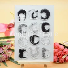 Девушка лица ясная штемпельная Резина ясный штамп для декор с помощью открыток и скрапбукинга