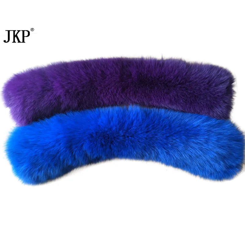 JKP Real Fox Fur Collar Warm Scarf Ladies Wrap Shawl Shrug Wholesale Hot Sale Warm Collar Scarf Ring Blue Women's Clothing