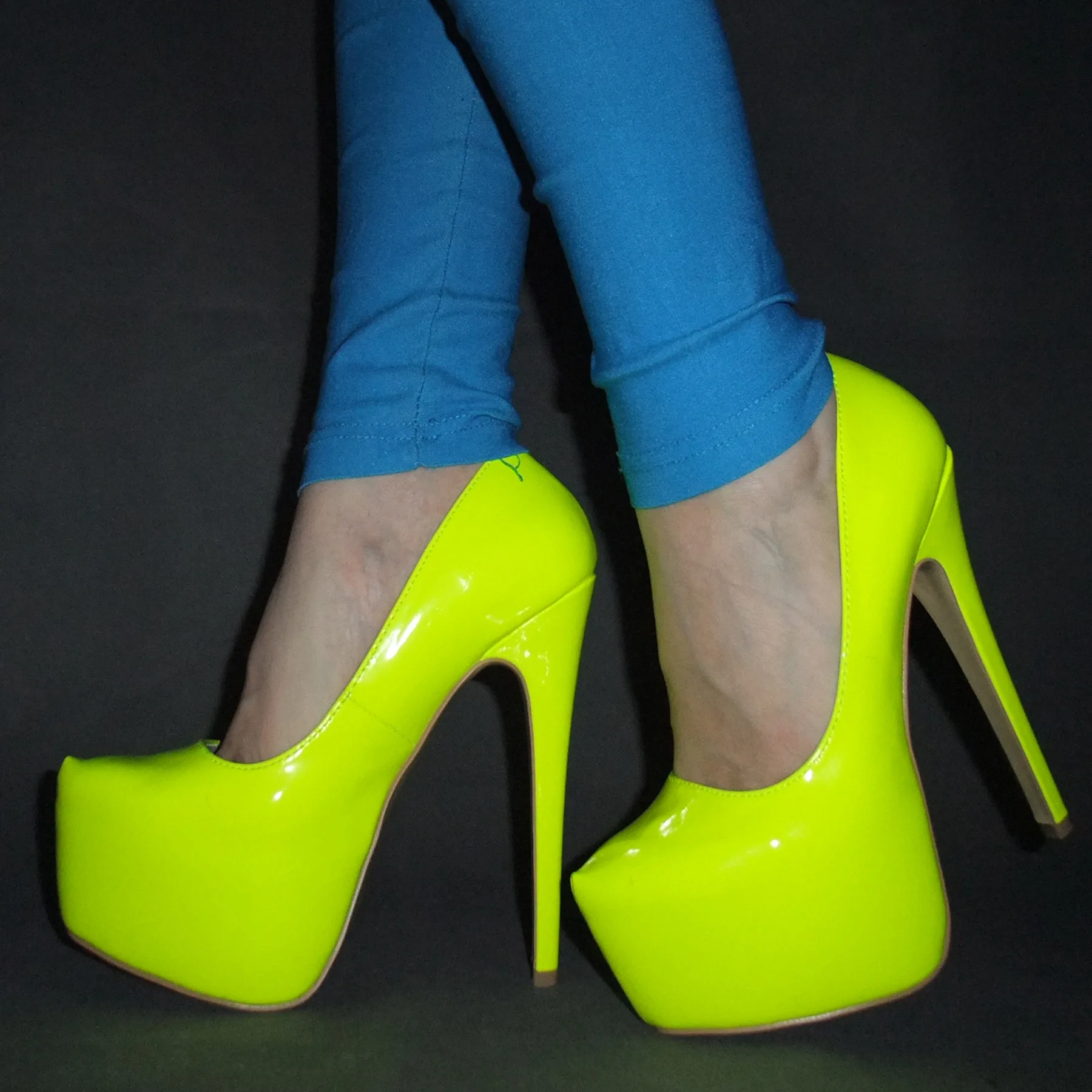 neon platform heels