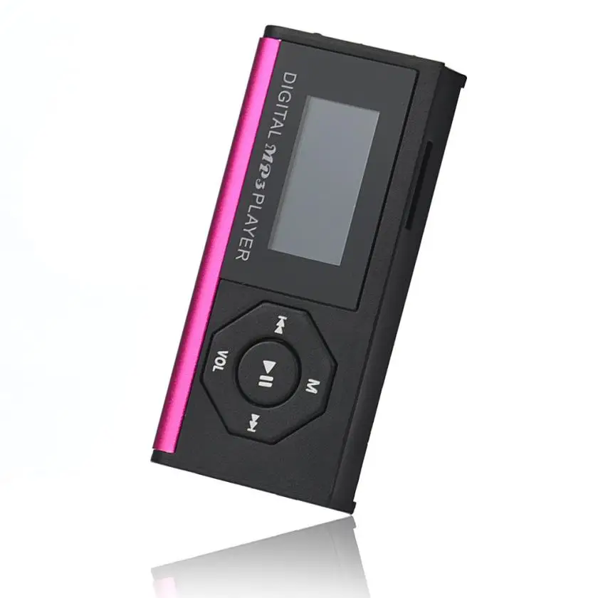 Модный мини USB MP3 музыкальный медиаплеер с поддержкой ЖК-экрана 16 Гб Micro SD TF карта стильный дизайн спортивный компактный - Цвет: Розовый