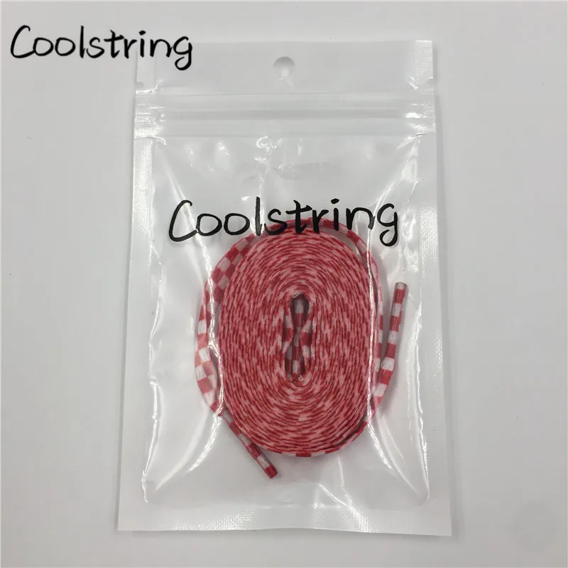 Плоские шнурки Coolstring из полиэстера шириной 8 мм для обуви в клетку с цифровым